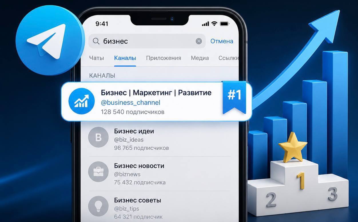 Вывод в топ поиска Telegram (Любое гео ТОП-1)